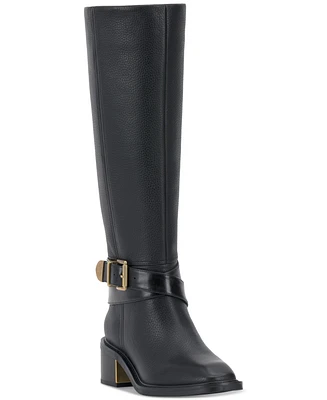 Vince Camuto Gini Extra Wide-Calf Buckled Knee-High Riding Boots
