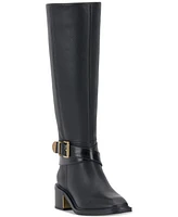Vince Camuto Gini Wide-Calf Buckled Knee-High Riding Boots