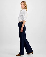 Dkny Jeans Womens Cotton Studded Cropped Shirt High Rise Pants