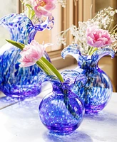 Vietri Hibiscus Glass Cobalt Tortoiseshell Bud Vase