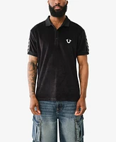 True Religion Men's Damask Velour Logo Polo Shirt