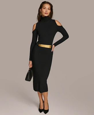 Donna Karan New York Petite Cold-Shoulder Sweater Dress