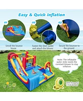 Inolait 7 in 1 Outdoor Inflatable Bounce House with Water Slides and Splash Pools with 735W Blower