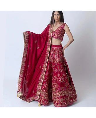 Raas Women's Regal Magenta Bridal Lehenga Choli Set