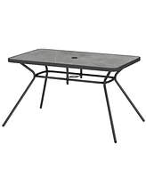 Sugift 49 Inch Patio Rectangle Dining Table with Umbrella Hole