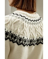 Lilysilk Women's Fair Isle Crewneck Sweater