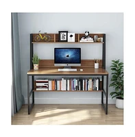 Tribesigns Computer Desk, 47 inch Office Desk with Hutch and Bookshelf, Modern Study Writing Table for Home Office