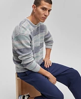 Mode of One Men's Relaxed-Fit Stripe Crewneck Sweater, Created for Macy's