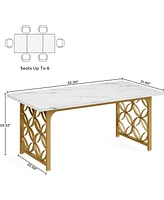 Tribesigns Conference Table for 4-6 People, 62.99" L x 31.49" W Rectangular Meeting Room Table, Seminar Table Boardroom Desk with Sturdy Metal Frame f