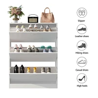 Homsee White Wooden Shoe Storage Cabinet,Fashion Shoes Cabinet with 3-Drawers