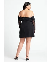 Eloquii Plus Pleated Off The Shoulder Mini Dress