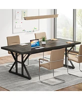 Tribesigns 6FT Conference Table, 70.86 L x 31.49 W 29.52 H Inches Rectangle Meeting Room Rustic Wood Seminar Table Executive Desk for Office,