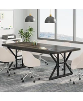 Tribesigns 6FT Conference Table, 70.86 L x 31.49 W 29.52 H Inches Rectangle Meeting Room Rustic Wood Seminar Table Executive Desk for Office,