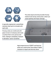 Casainc 30" Farmhouse Apron Front Fireclay Kitchen Sink With Grid and Drainer