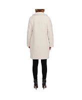 Ellen Tracy Women's Sherpa Teddy Coat With Notch Collar