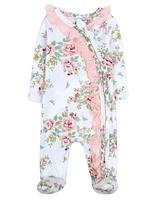 Baby Essentials Girl Floral Footie with Bear Snuggler, 2-Piece Set