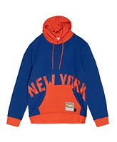 Mitchell & Ness Men's Blue New York Knicks Hardwood Classics Big Face 5.0 Pullover Hoodie