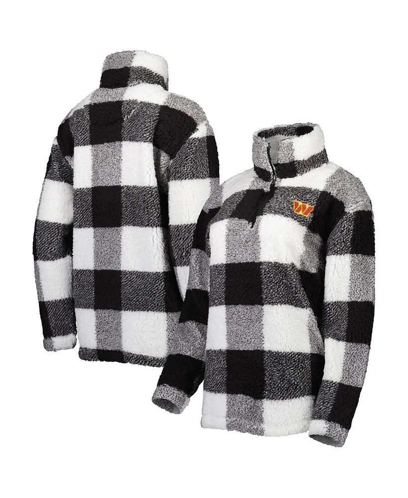 G-iii 4Her by Carl Banks Women's Black Washington Commanders Sherpa Plaid Quarter-Zip Jacket