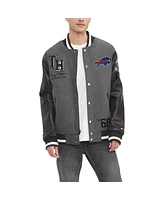 Tommy Hilfiger Men's Heather Gray Buffalo Bills Gunner Full-Zip Varsity Jacket