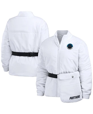 Wear by Erin Andrews Women's White Carolina Panthers Packaway Full-Zip Puffer Jacket