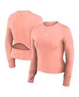 Fanatics Women's Coral San Francisco 49ers Studio Fitted Long Sleeve Gym Top