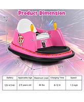 Gymax 12V Vehicle 360 Degree Spin Race Toy Kids Ride On Bumper Car w/ Remote Control Pink