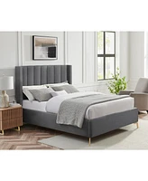 Inspired Home Keion Linen Platform Bed King Size
