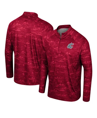 Colosseum Men's Crimson Washington State Cougars Carson Raglan Quarter-Zip Jacket