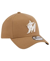 New Era Men's Khaki Miami Marlins A-Frame 9FORTY Adjustable Hat