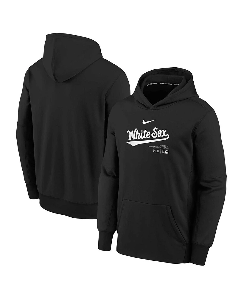 Nike Big Boys and Girls Black Chicago White Sox Authentic Collection Performance Pullover Hoodie