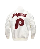 Pro Standard Men's Cream Philadelphia Phillies Cooperstown Collection Pinstripe Retro Classic Satin Full-Snap Jacket