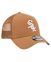 New Era Men's Brown Chicago White Sox A-Frame Trucker 9FORTY Adjustable Hat