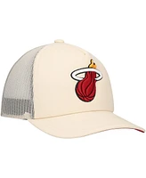 Mitchell & Ness Men's Cream Miami Heat Trucker Adjustable Hat