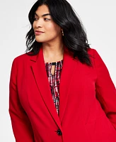 Kasper Plus Stretch Crepe One-Button Blazer