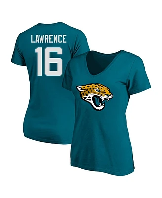 Fanatics Women's Trevor Lawrence Teal Jacksonville Jaguars Plus Player Name Number V-Neck T-Shirt