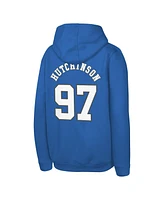 Outerstuff Big Boys and Girls Aidan Hutchinson Blue Detroit Lions Mainliner Player Name Number Pullover Hoodie