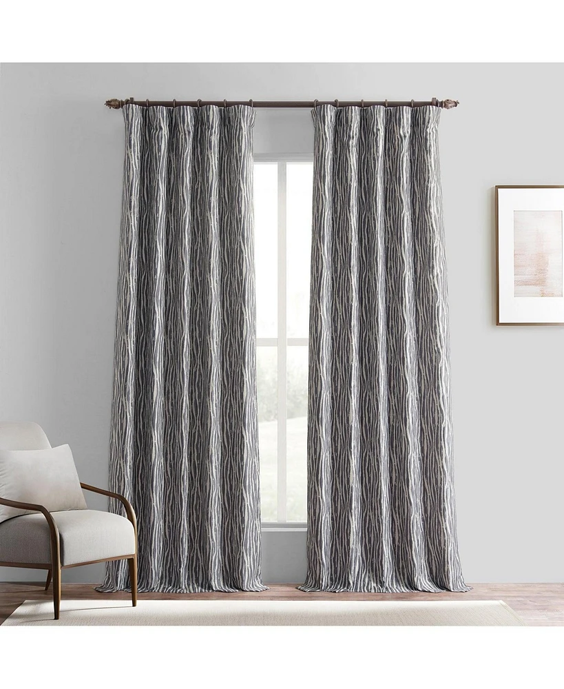 Half Price Drapes Tiger Striped Grey Faux Silk Jacquard Room Darkening Curtain