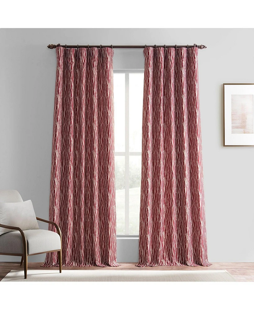 Half Price Drapes Tiger Striped Red Faux Silk Jacquard Room Darkening Curtain