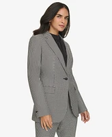 Calvin Klein Women's One-Button Houndstooth Blazer