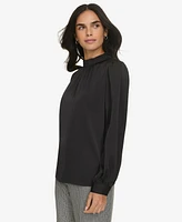 Calvin Klein Women's Long-Sleeve Mock-Neck Blouse