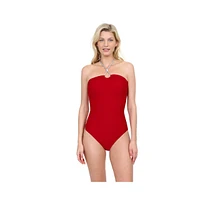 Gottex Harbourside Knotted Bandeau Halter One Piece Swimsuit