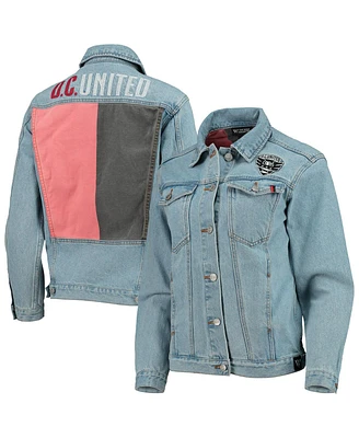 The Wild Collective Women's Blue D.c. United Print Denim Button-Up Jacket