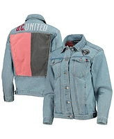 The Wild Collective Women's Blue D.c. United Print Denim Button-Up Jacket