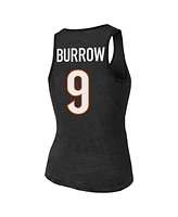 Majestic Women's Joe Burrow Black Cincinnati Bengals Name Number Tri-Blend Tank Top