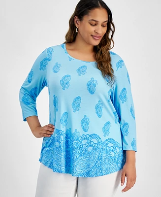 Jm Collection Plus Paisley-Print Top, Created for Macy's