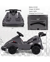 Gymax 6V Battery Powered Go Kart Kids Ride On 4 Wheel Racer Rc w/ Bumper & Music Pink