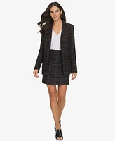 Calvin Klein Women's One-Button Plaid Tweed Blazer