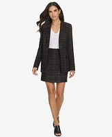 Calvin Klein Womens One Button Plaid Tweed Blazer Skirt