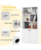 Skonyon 5-Tier Freestanding Bookcase with Open Cubes and Adjustable Shelf-White