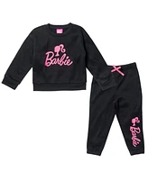 Barbie Girls French Terry Sweatshirt and Jogger Pants Set Little Kid to Big